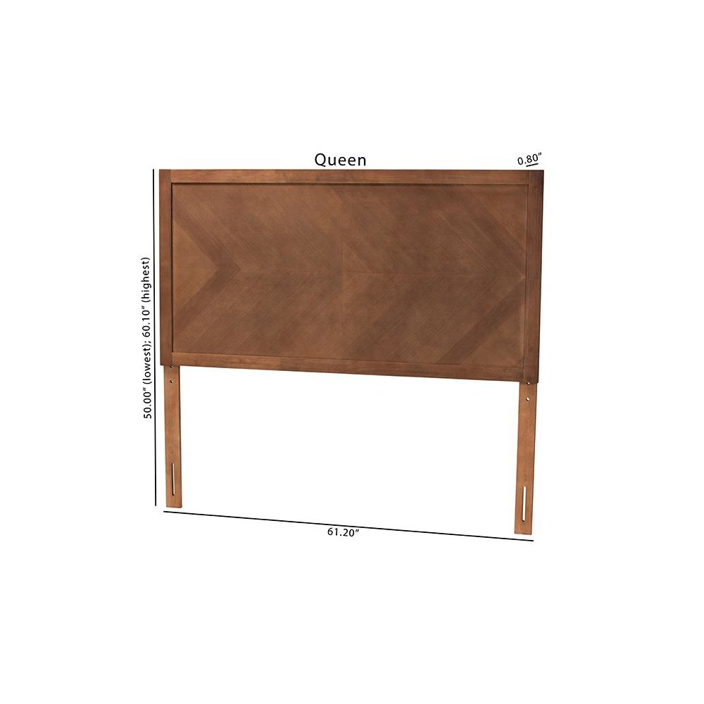 Terrian Classic and Traditional Ash Walnut Finished Wood Queen Size Headboard