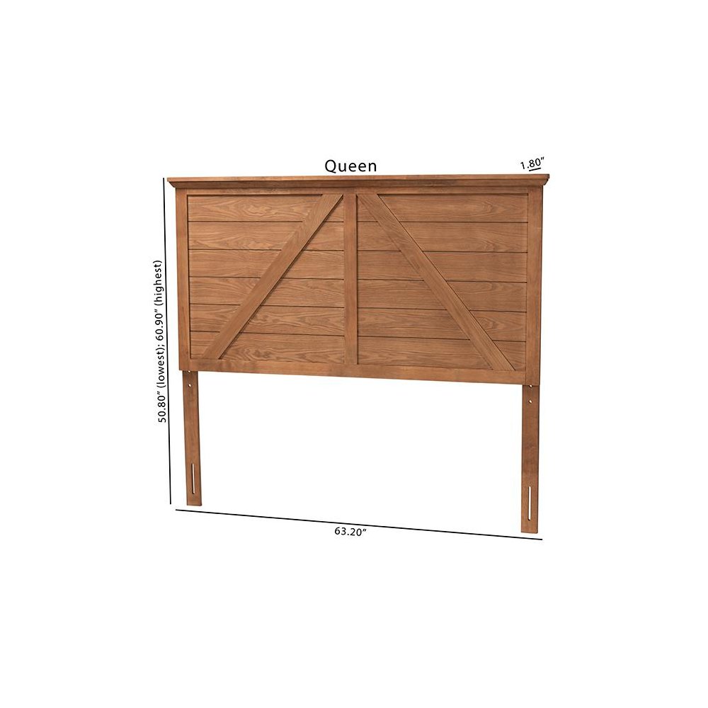 Yorick Classic and Traditional Ash Walnut Finished Wood Queen Size Headboard