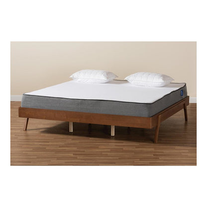 Sarita Mid-Century Modern Ash Walnut Finished Wood Queen Size Bed Frame