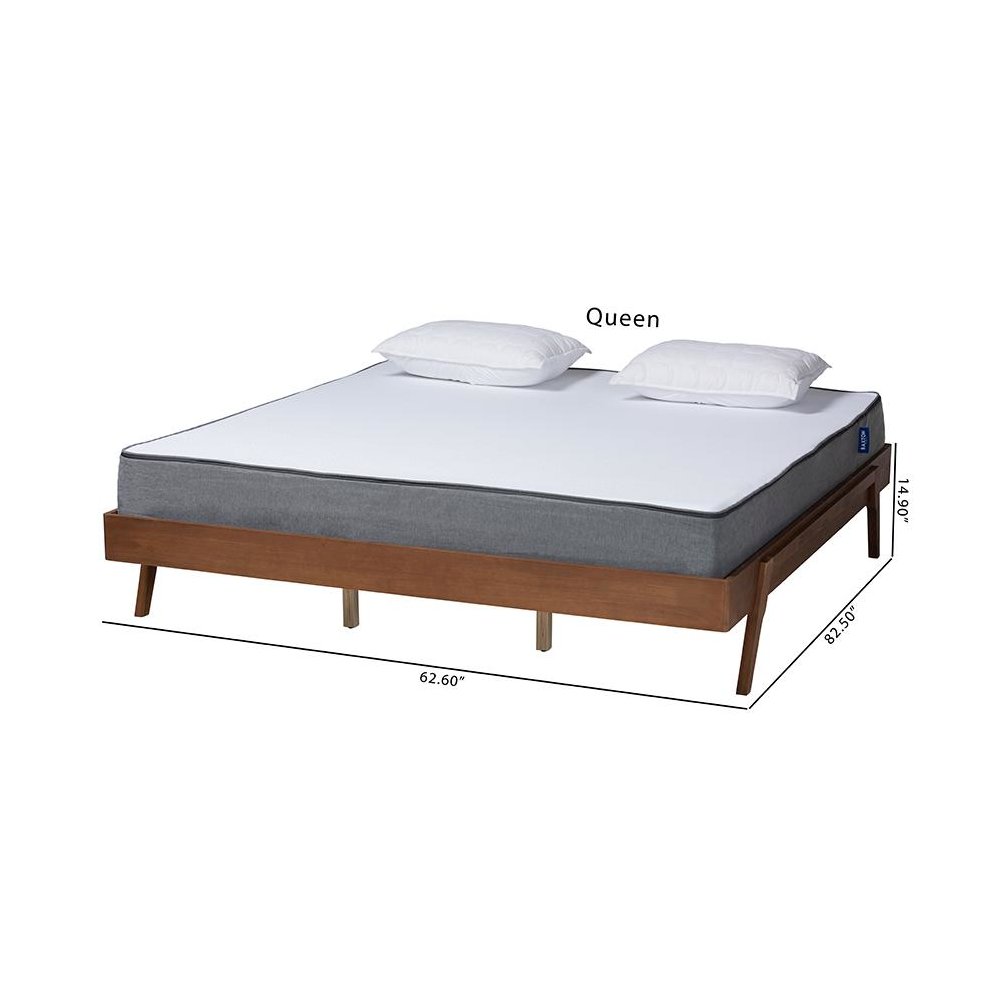 Sarita Mid-Century Modern Ash Walnut Finished Wood Queen Size Bed Frame