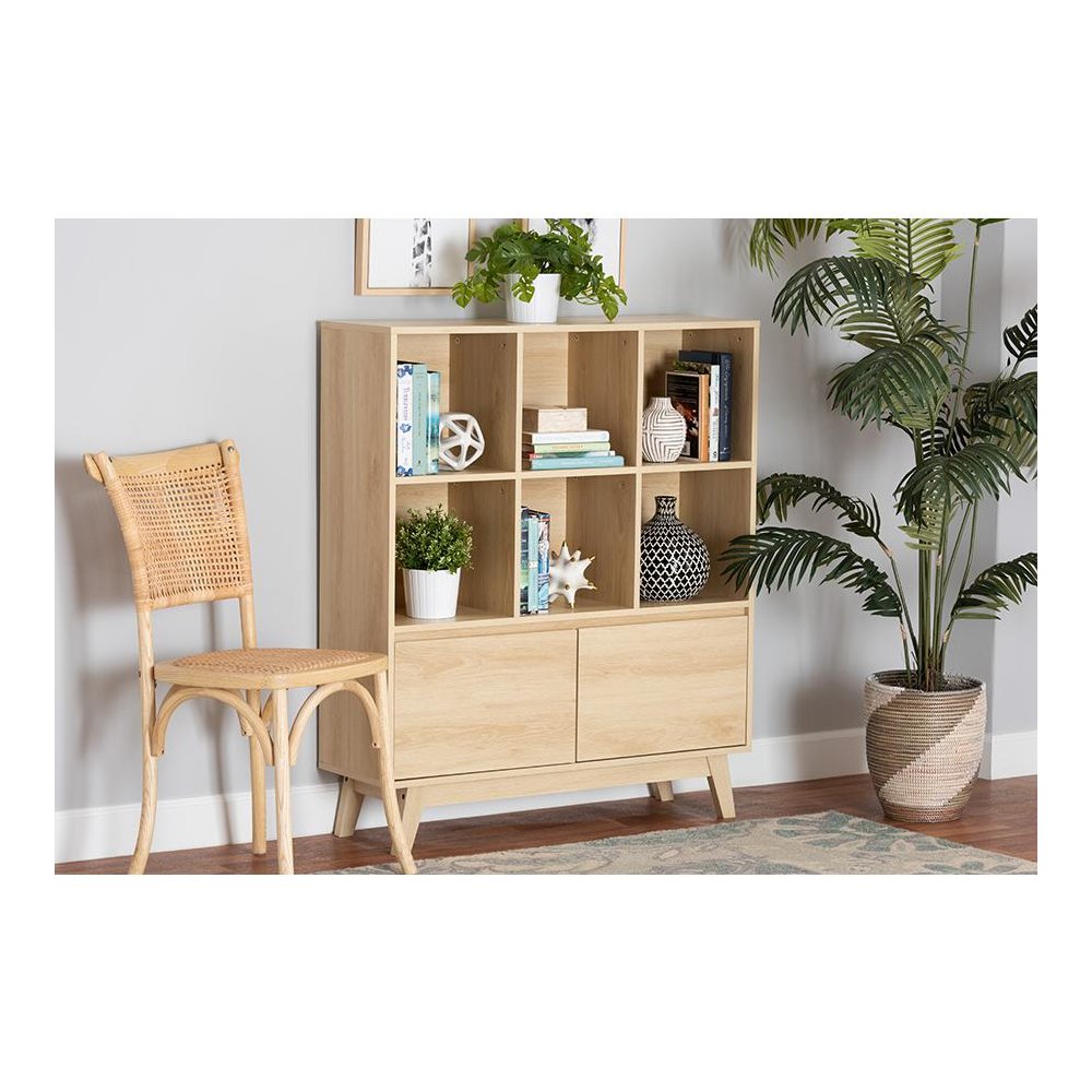 Baxton Studio Danina Japandi Oak Brown Finished Wood Bookshelf