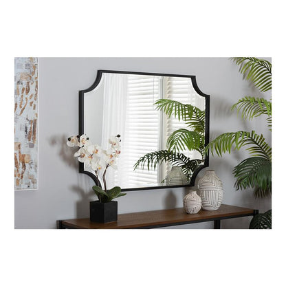 Baxton Studio Parcenet Modern Black Finished Metal Accent Wall Mirror