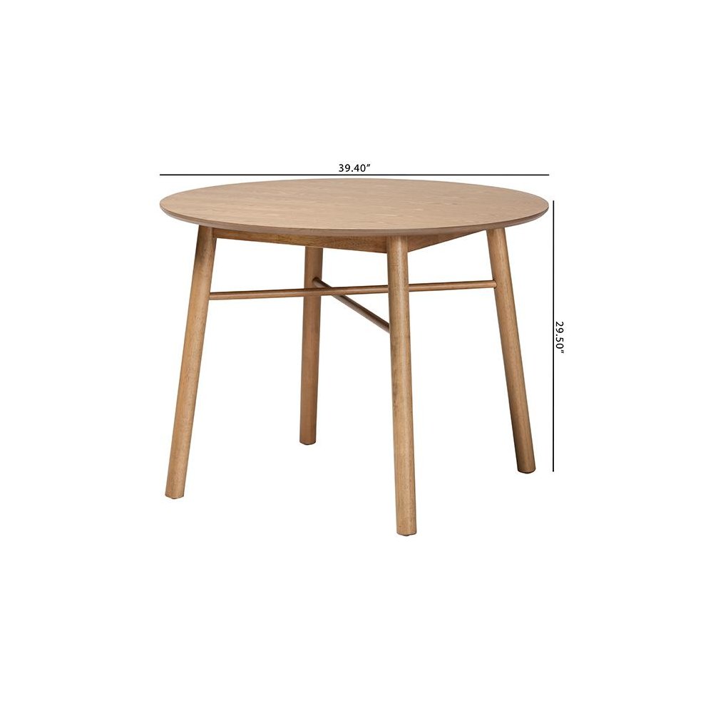 Denmark Mid-Century Modern French Oak Brown Finished Rubberwood Dining Table