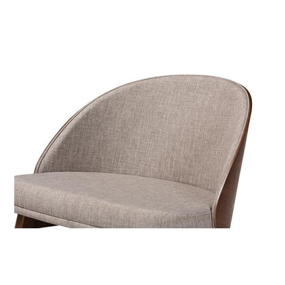 Grey Fabric and Walnut Brown Finished Wood 2-Piece Accent Chair Set