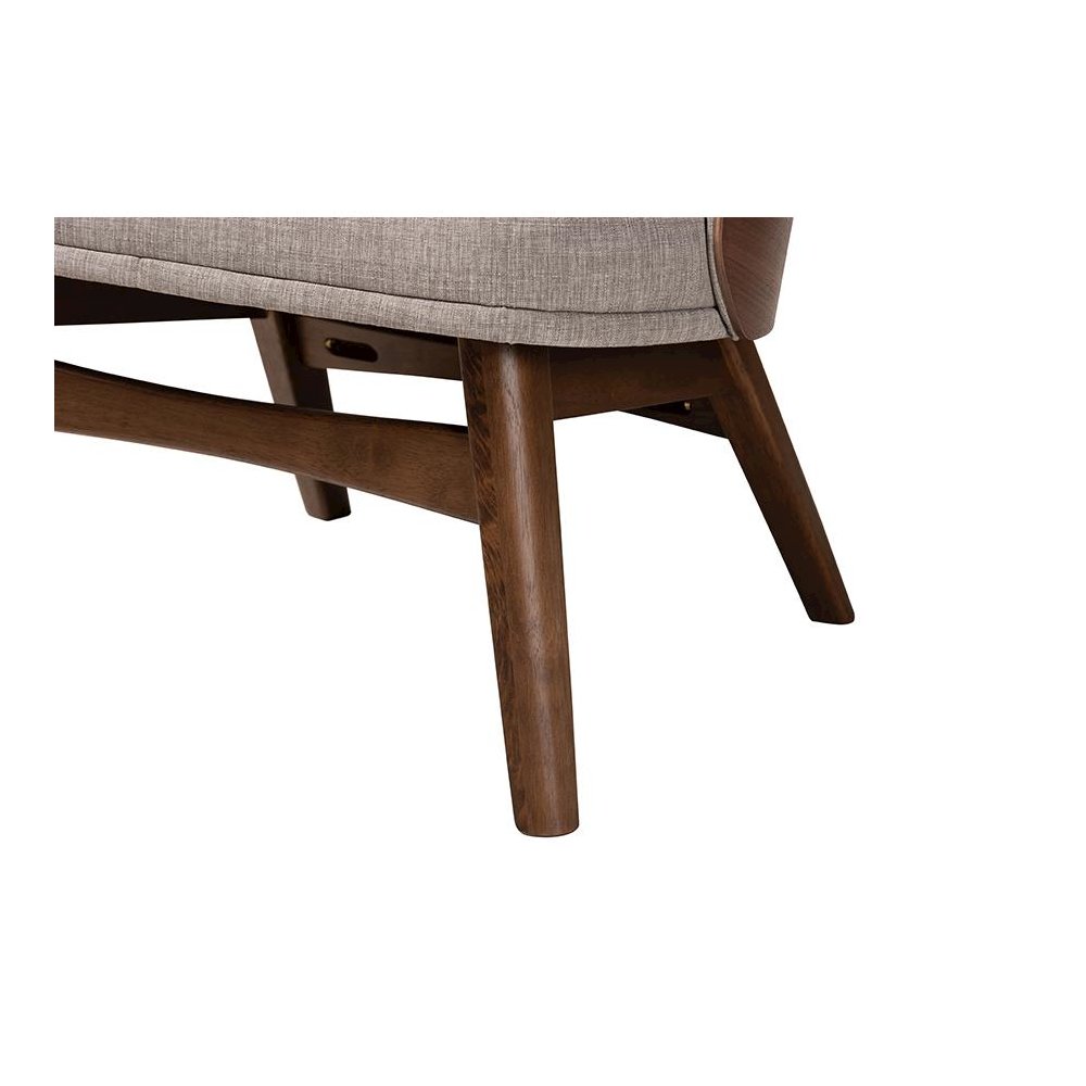 Grey Fabric and Walnut Brown Finished Wood 2-Piece Accent Chair Set