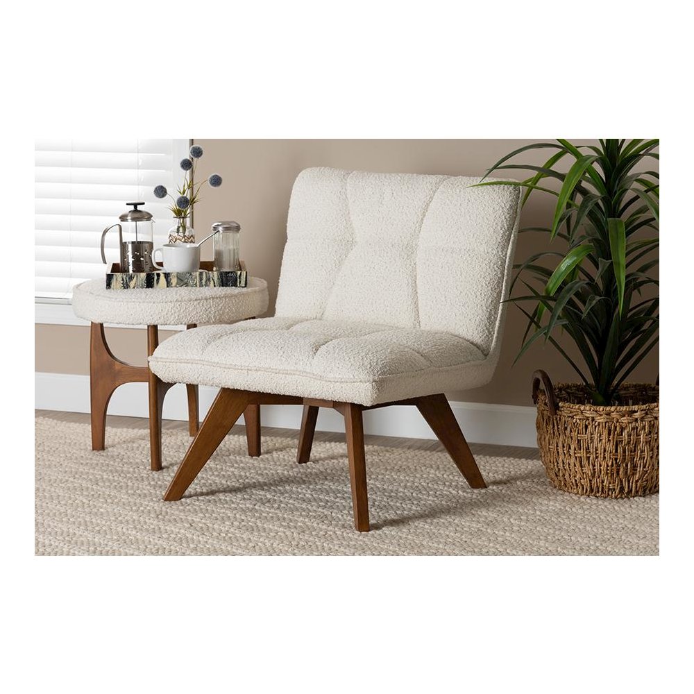 Walnut Brown Finished Rubberwood Accent Chair