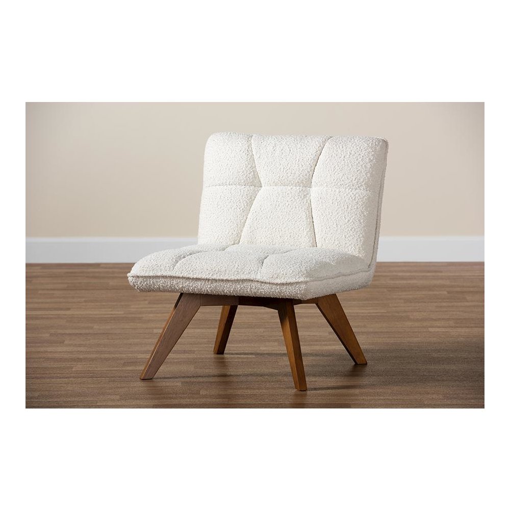 Walnut Brown Finished Rubberwood Accent Chair