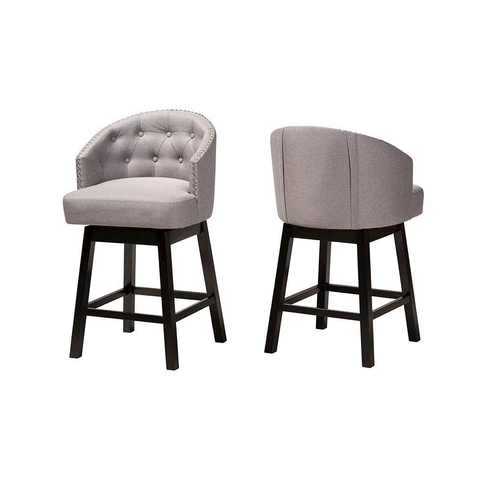 Espresso Brown Finished Wood 2-Piece Swivel Counter Stool Set