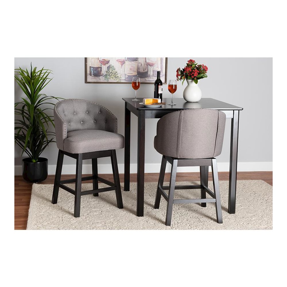 Espresso Brown Finished Wood 2-Piece Swivel Counter Stool Set