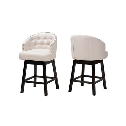 Espresso Brown Finished Wood 2-Piece Swivel Counter Stool Set