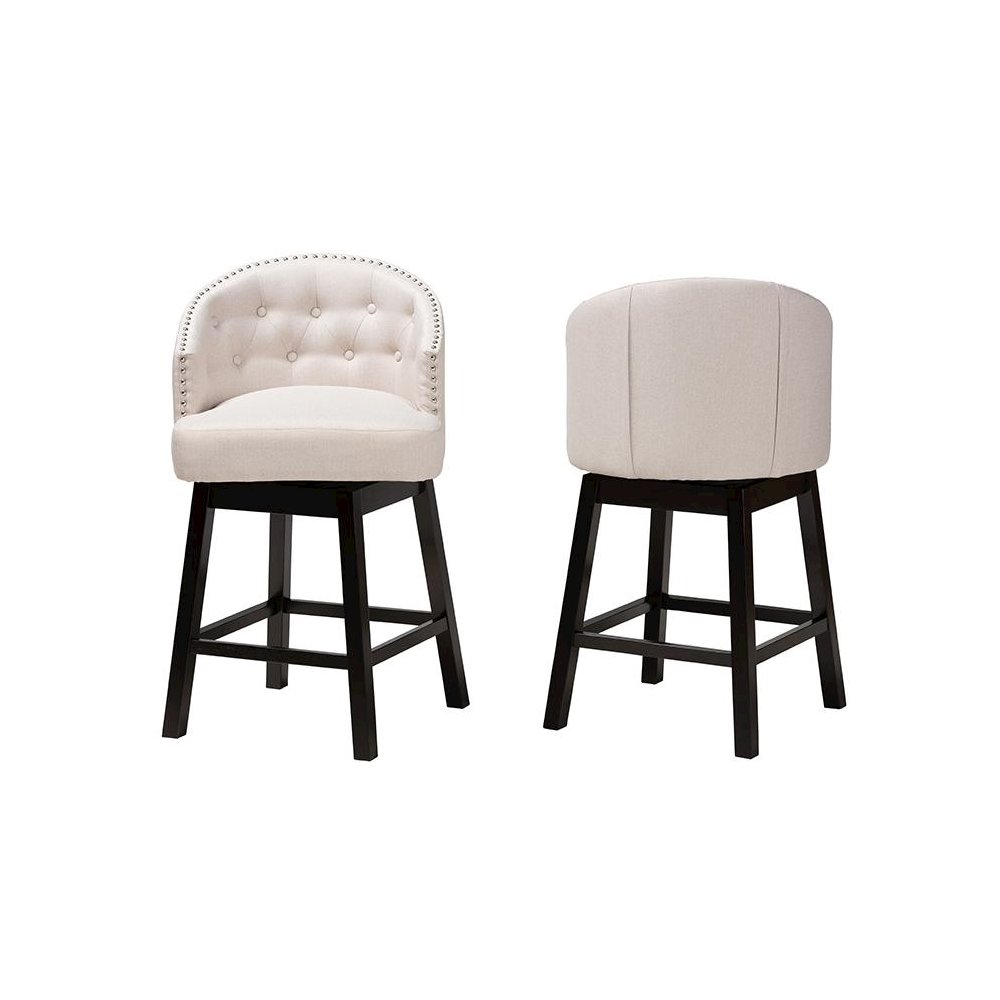 Espresso Brown Finished Wood 2-Piece Swivel Counter Stool Set