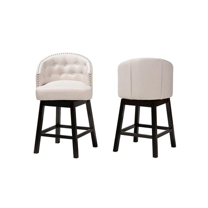Espresso Brown Finished Wood 2-Piece Swivel Counter Stool Set