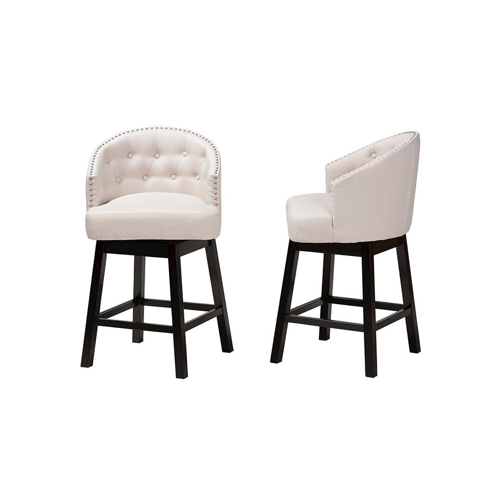 Espresso Brown Finished Wood 2-Piece Swivel Counter Stool Set