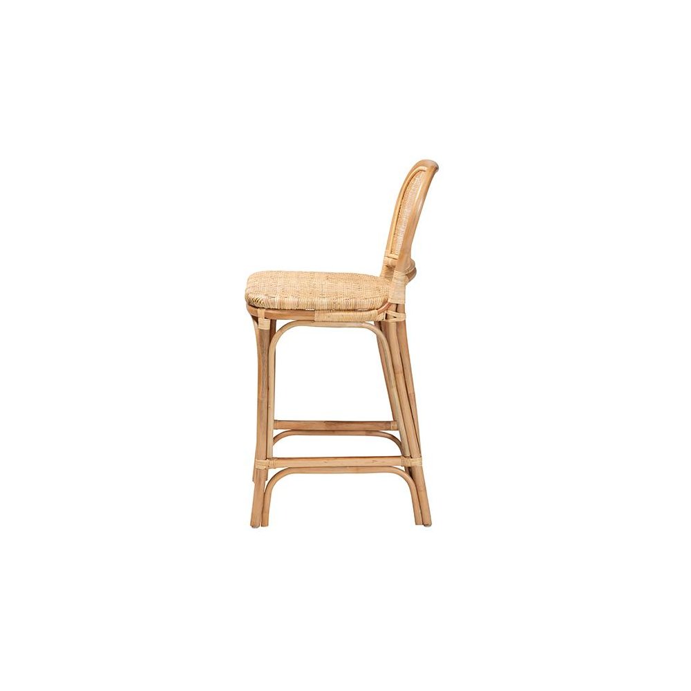 bali & pari Adrena Modern Bohemian Natural Brown Rattan Counter Stool