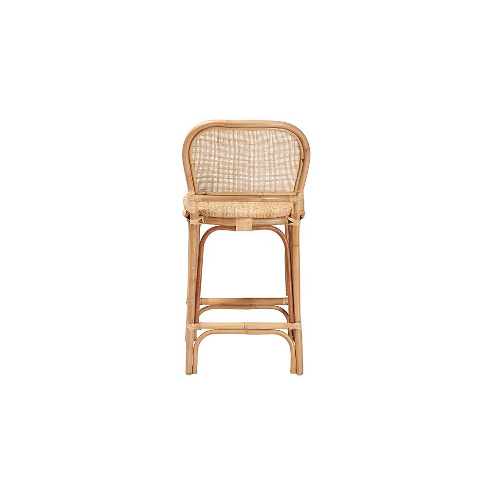 bali & pari Adrena Modern Bohemian Natural Brown Rattan Counter Stool