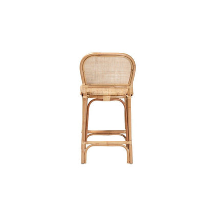 bali & pari Adrena Modern Bohemian Natural Brown Rattan Counter Stool
