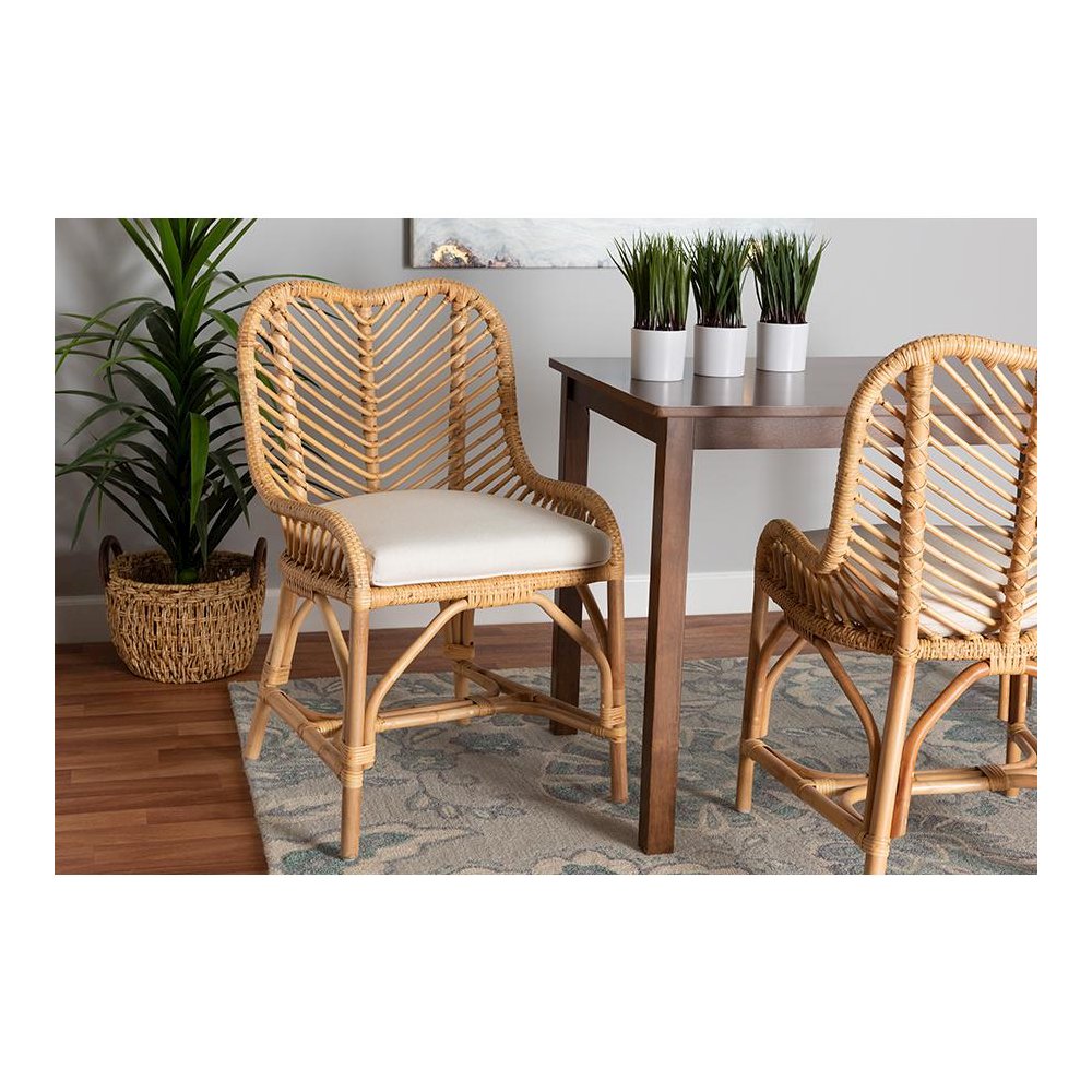 bali & pari Arween Modern Bohemian Natural Brown Rattan Dining Chair