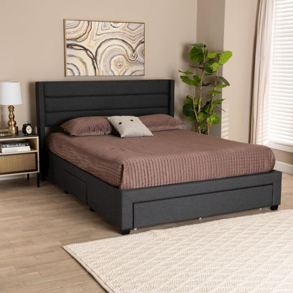 Dark Brown Finished Wood Full Size 3-Drawer Storage Platform Bed