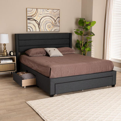 Dark Brown Finished Wood Full Size 3-Drawer Storage Platform Bed