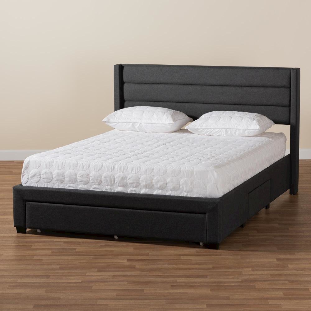 Dark Brown Finished Wood Full Size 3-Drawer Storage Platform Bed