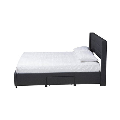Dark Brown Finished Wood Full Size 3-Drawer Storage Platform Bed