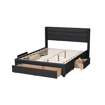 Dark Brown Finished Wood Full Size 3-Drawer Storage Platform Bed