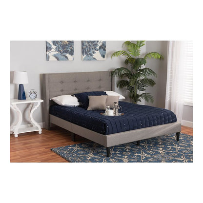 Transitional Grey Fabric Upholstered Full Size Platform Bed
