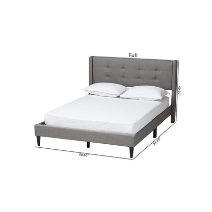 Transitional Grey Fabric Upholstered Full Size Platform Bed