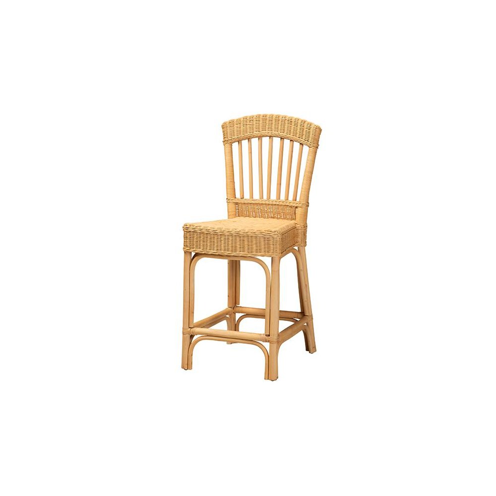bali & pari Barito Modern Bohemian Natural Rattan Counter Stool