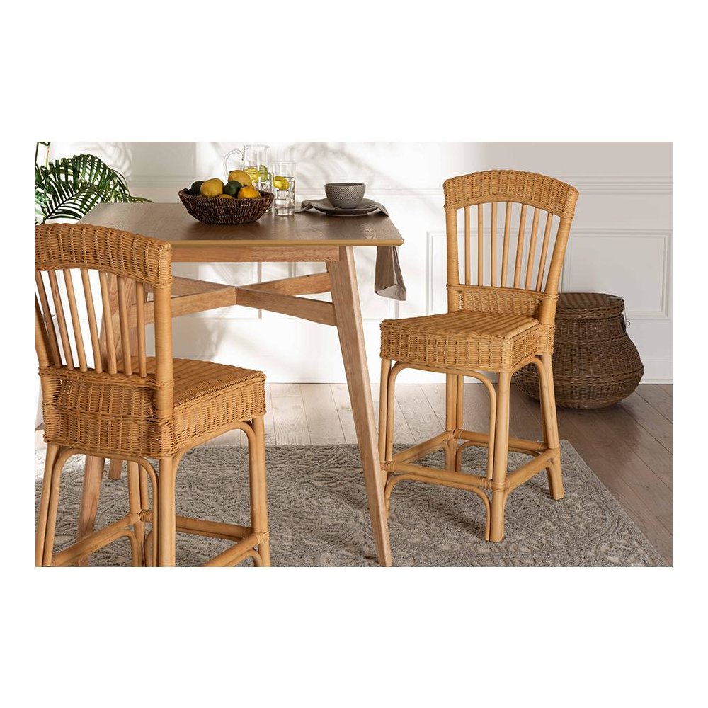 bali & pari Barito Modern Bohemian Natural Rattan Counter Stool