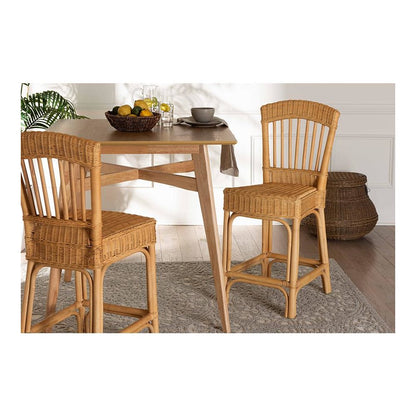 bali & pari Barito Modern Bohemian Natural Rattan Counter Stool