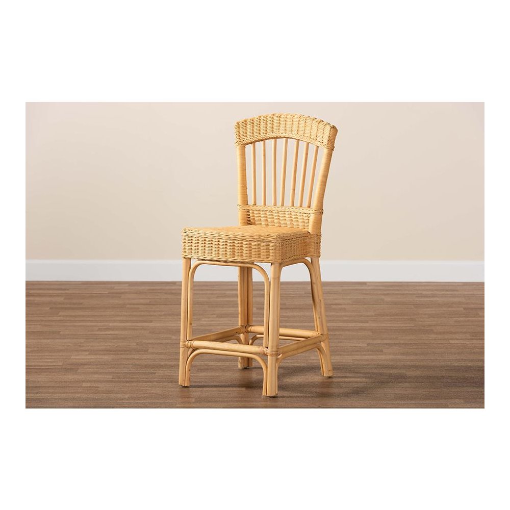 bali & pari Barito Modern Bohemian Natural Rattan Counter Stool