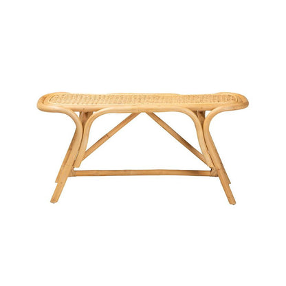 bali & pari Septa Modern Bohemian Natural Brown Rattan Accent Bench