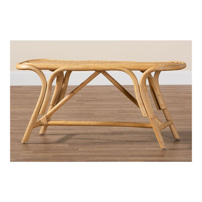 bali & pari Septa Modern Bohemian Natural Brown Rattan Accent Bench