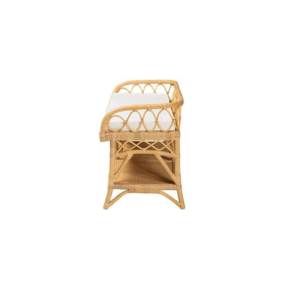 bali & pari Leryn Modern Bohemian Natural Brown Rattan Bench