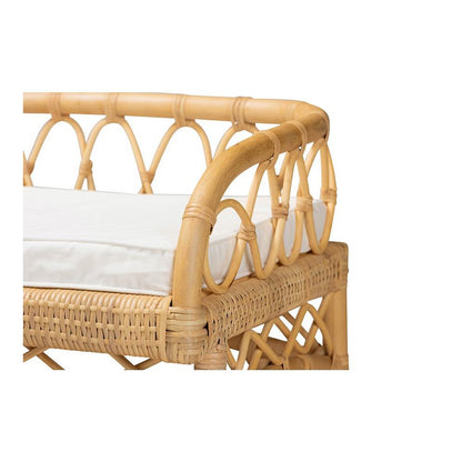bali & pari Leryn Modern Bohemian Natural Brown Rattan Bench