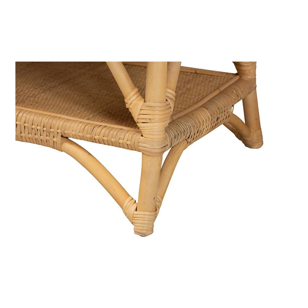 bali & pari Leryn Modern Bohemian Natural Brown Rattan Bench