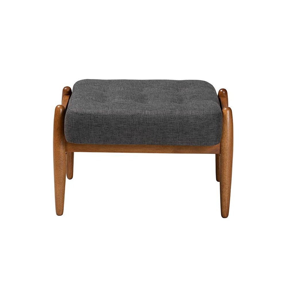 Walnut Brown Finished Wood Ottoman Footstool