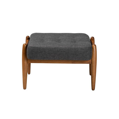 Walnut Brown Finished Wood Ottoman Footstool