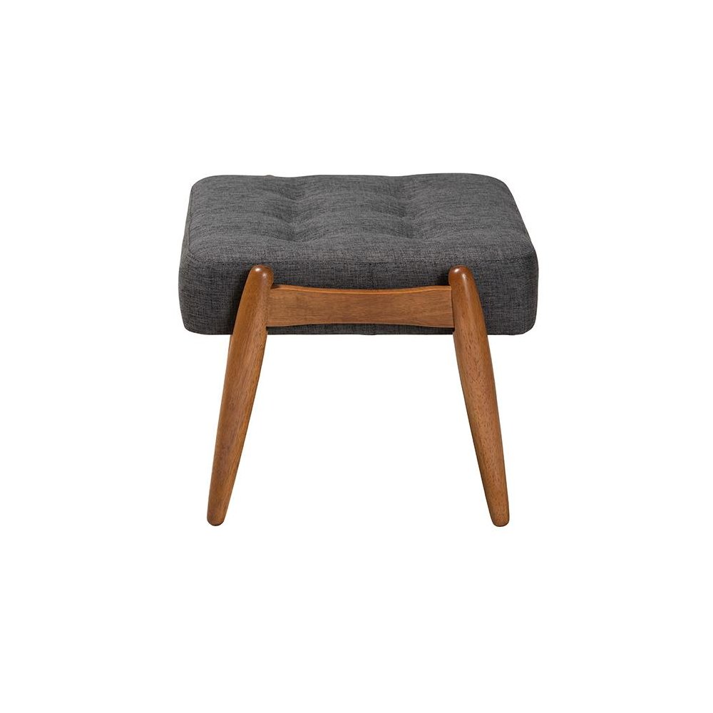 Walnut Brown Finished Wood Ottoman Footstool