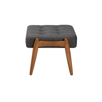Walnut Brown Finished Wood Ottoman Footstool