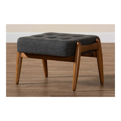 Walnut Brown Finished Wood Ottoman Footstool