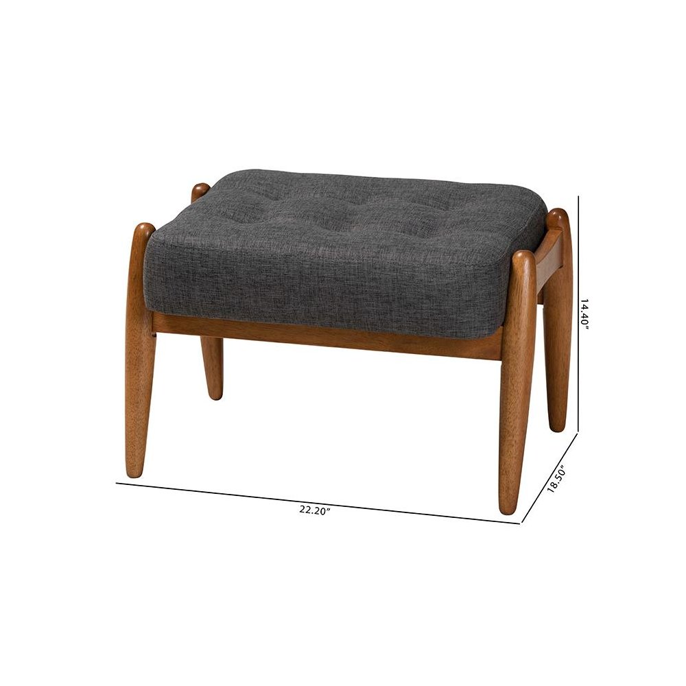 Walnut Brown Finished Wood Ottoman Footstool