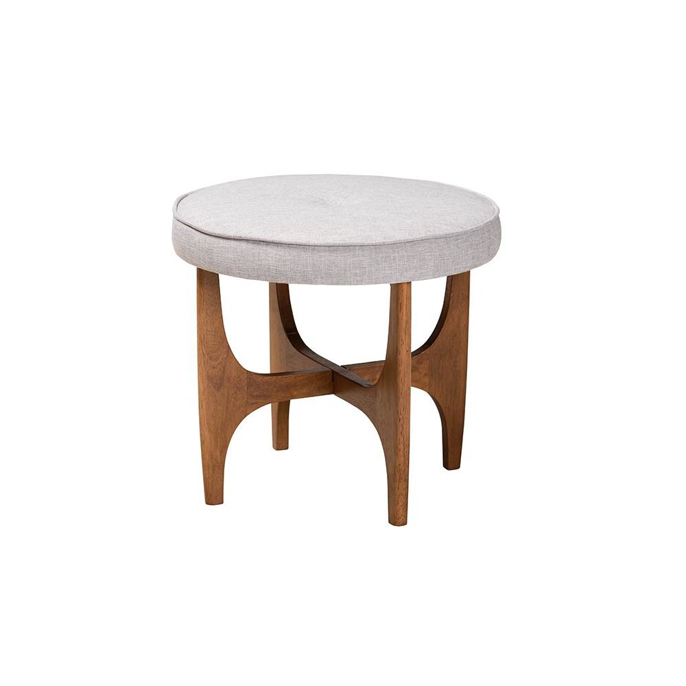 Walnut Brown Finished Wood Ottoman Footstool