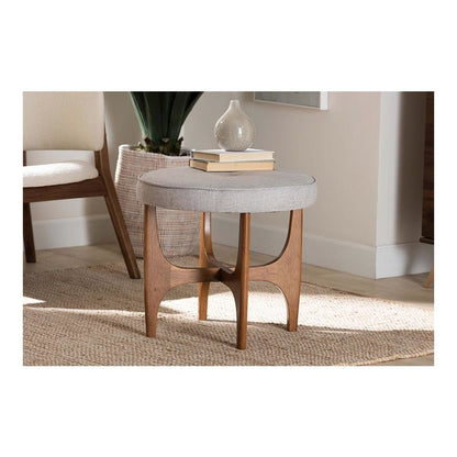 Walnut Brown Finished Wood Ottoman Footstool