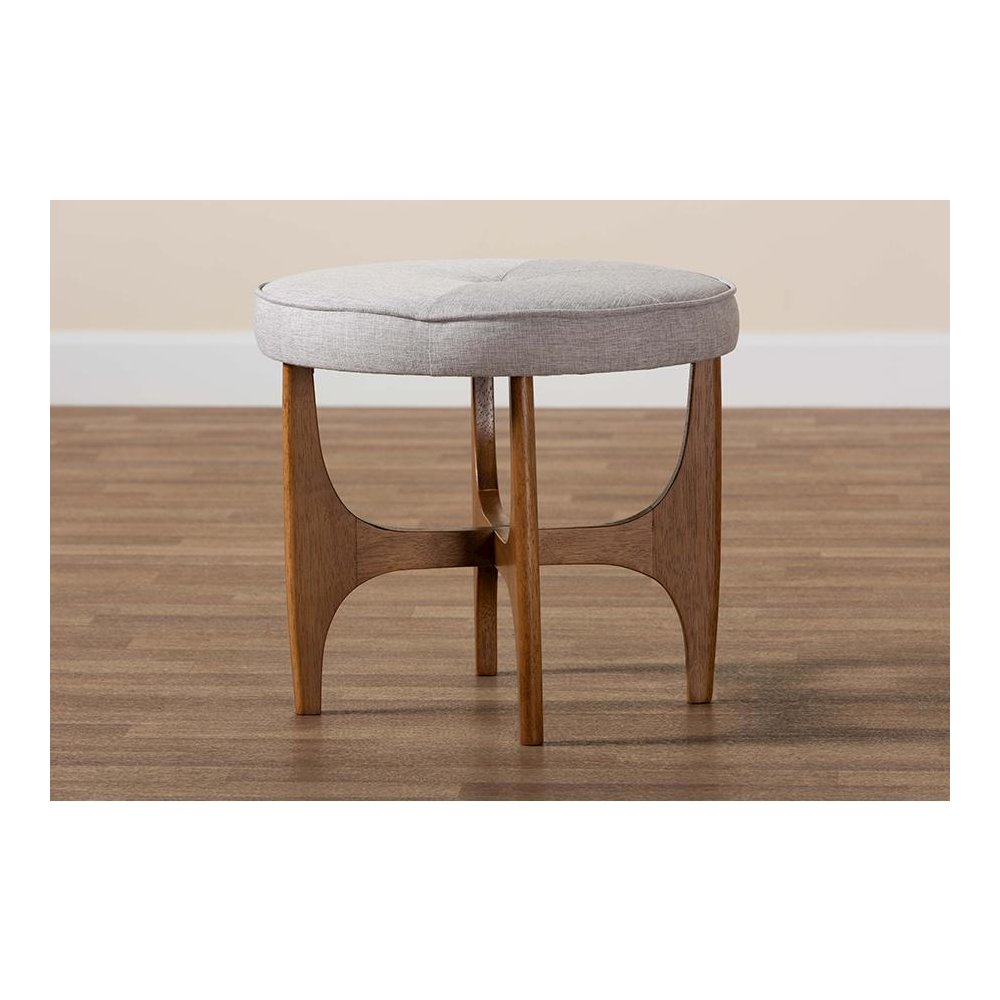 Walnut Brown Finished Wood Ottoman Footstool