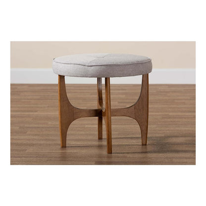 Walnut Brown Finished Wood Ottoman Footstool