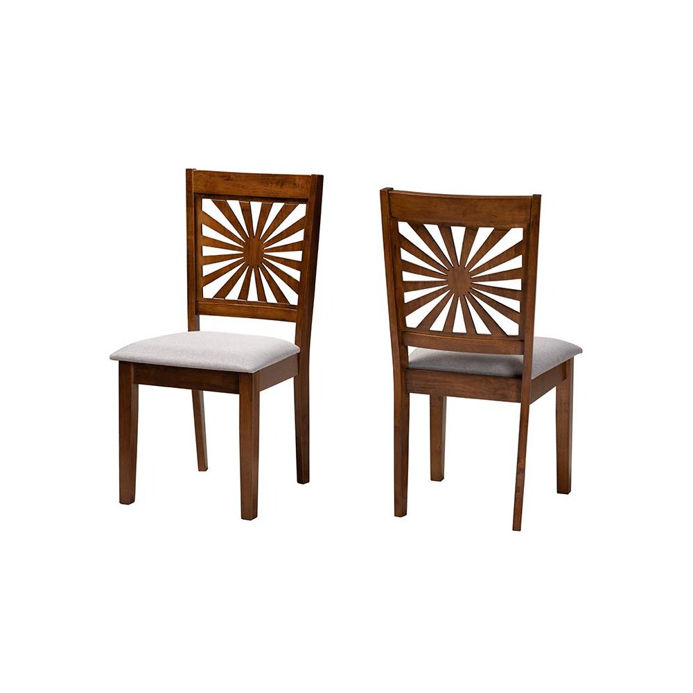 Olympia Modern Grey Fabric and Walnut Brown Finished Wood Dining Chair