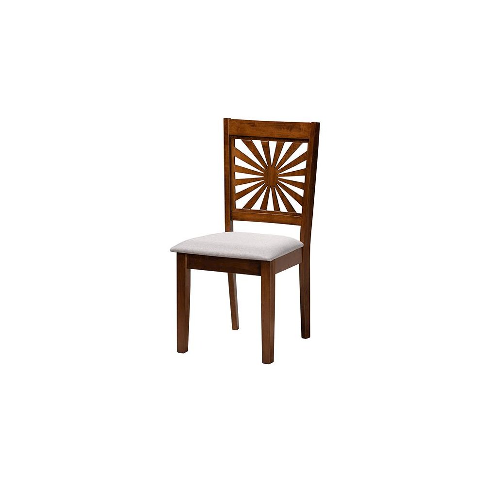 Olympia Modern Grey Fabric and Walnut Brown Finished Wood 7-Piece Dining Set