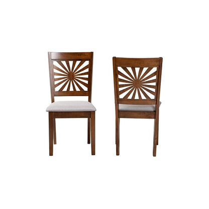 Olympia Modern Grey Fabric and Walnut Brown Finished Wood Dining Chair